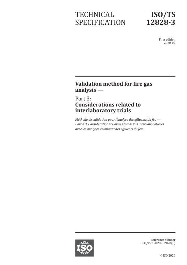 ISO/TS 12828-3:2020 - Validation method for fire gas analysis
