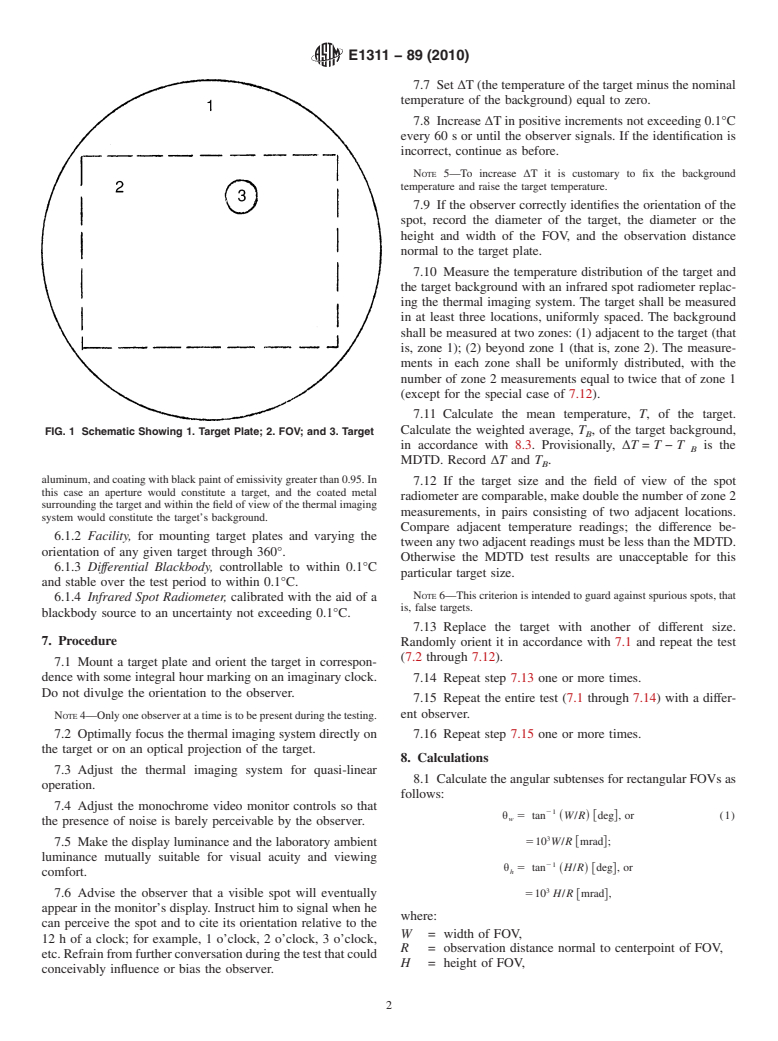 ASTM E1311-89(2010) - Standard Test Method for Minimum Detectable Temperature Difference for Thermal Imaging Systems