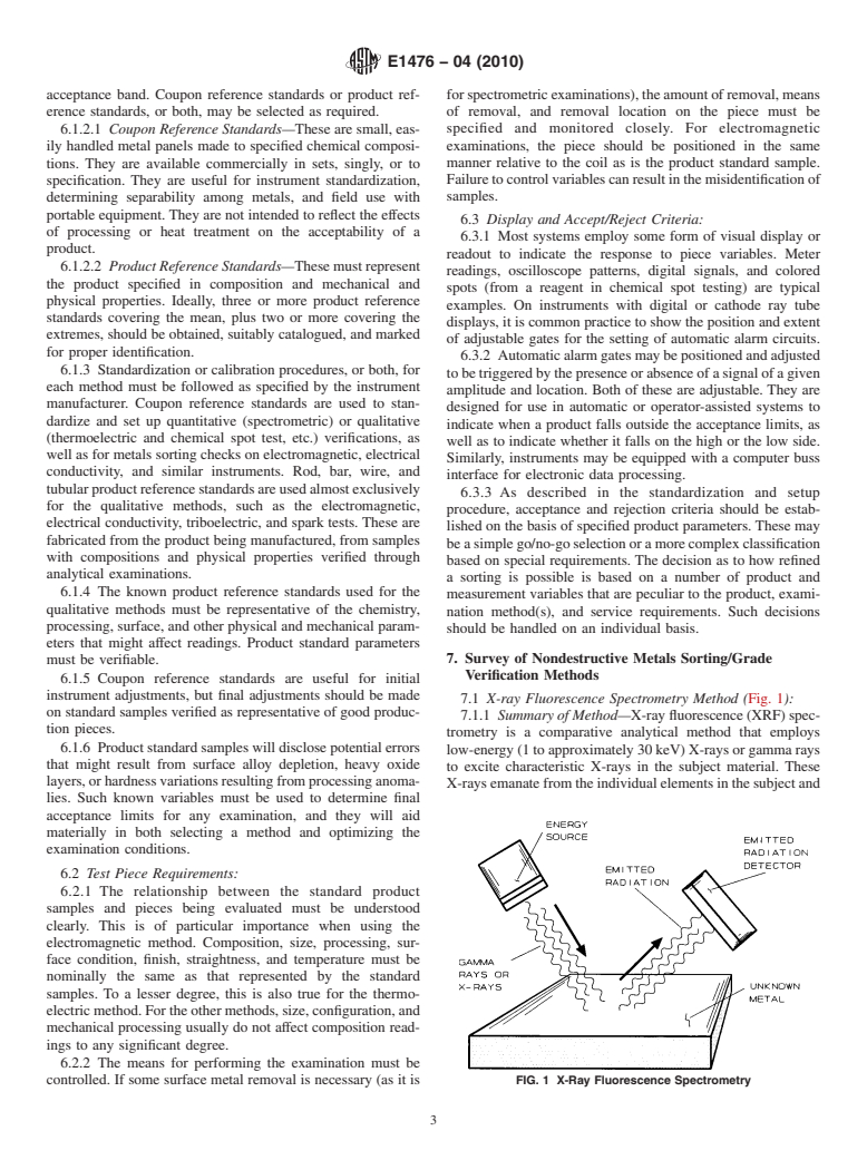 ASTM E1476-04(2010) - Standard Guide for Metals Identification, Grade Verification, and Sorting