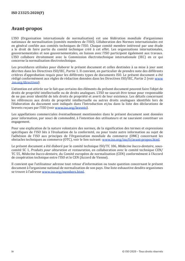 ISO 23325:2020 ISO 23325:2020 - Médecine bucco-dentaire -- Résistance à la corrosion des amalgames dentaires - Page 4 preview