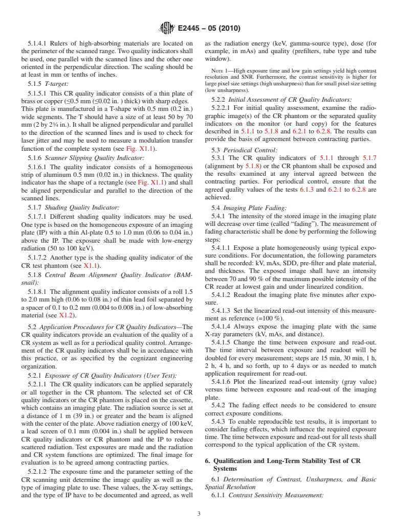 ASTM E2445-05(2010) - Standard Practice for Qualification and Long-Term Stability of Computed Radiology Systems