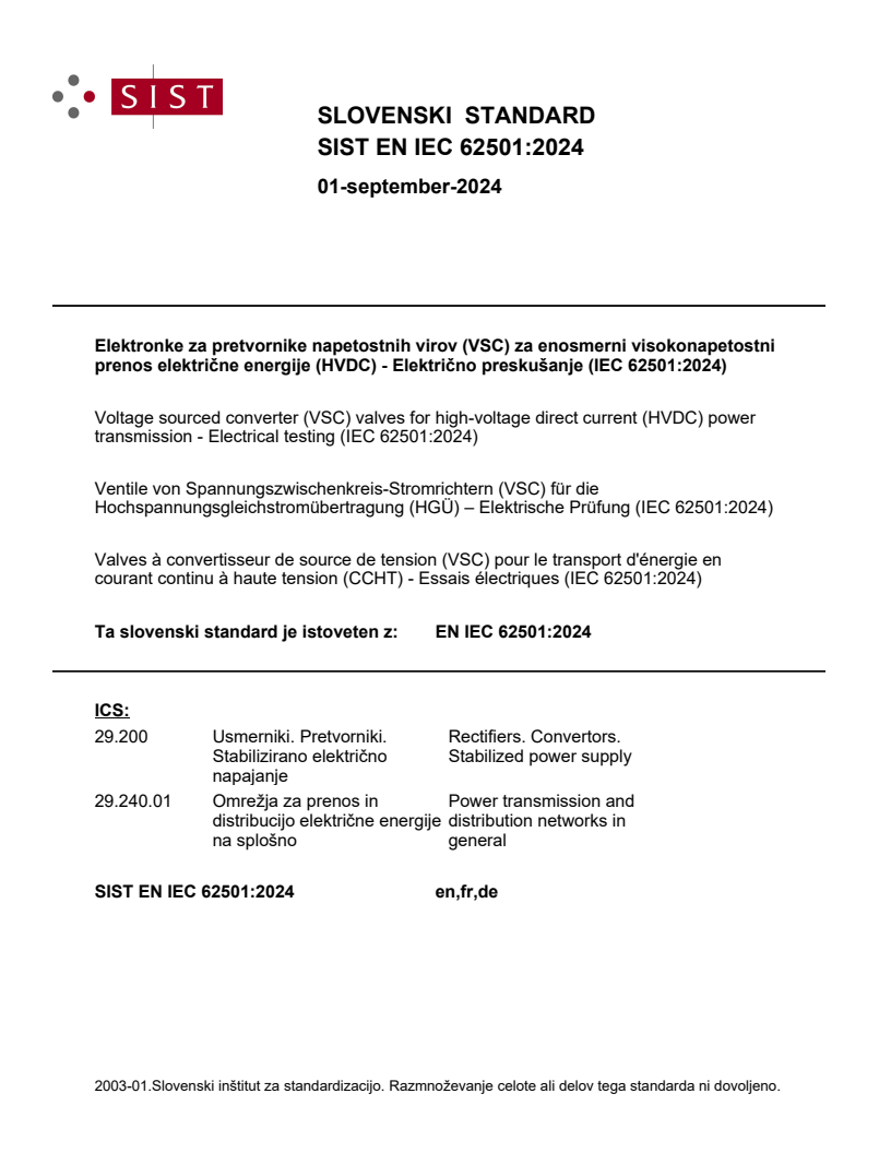 EN IEC 62501:2024 - BARVE