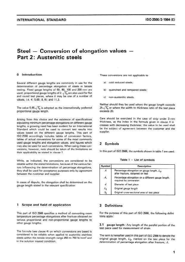 ISO 2566-2:1984 - Steel -- Conversion of elongation values