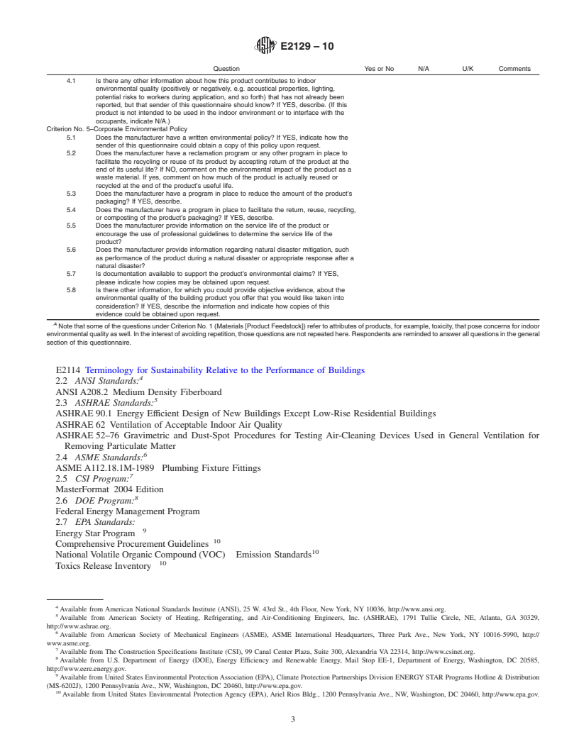 REDLINE ASTM E2129-10 - Standard Practice for Data Collection for Sustainability Assessment of Building Products