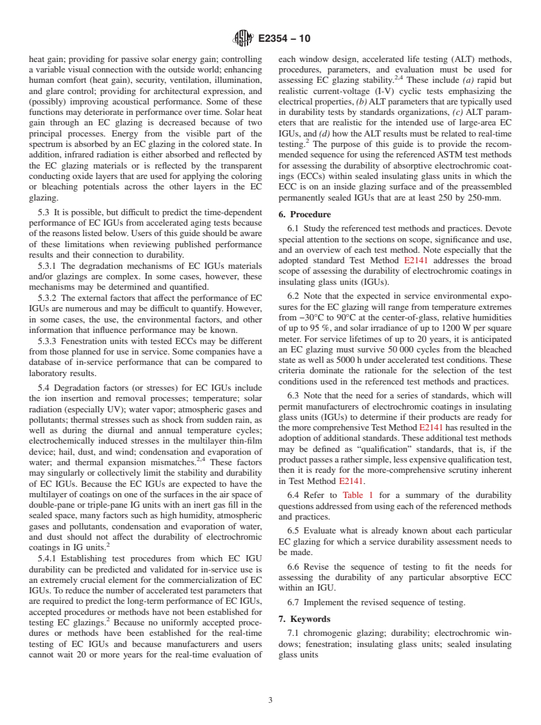 ASTM E2354-10 - Standard Guide for Assessing the Durability of Absorptive Electrochromic Coatings within Sealed Insulating Glass Units (Withdrawn 2019)