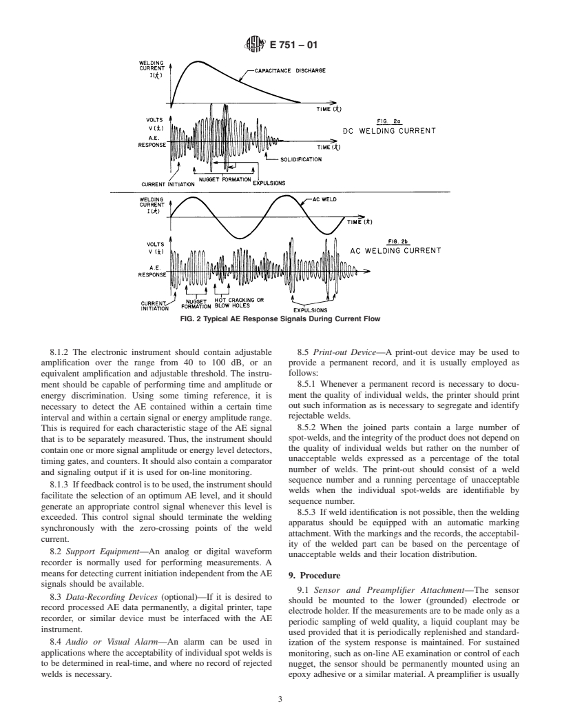 ASTM E751-01 - Standard Practice for Acoustic Emission Monitoring During Resistance Spot-Welding