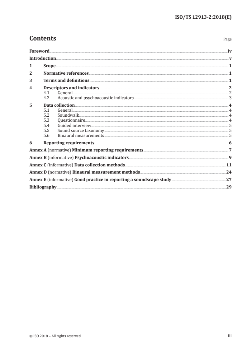 ISO/TS 12913-2:2018 - Acoustics — Soundscape — Part 2: Data collection and reporting requirements
Released:8/13/2018