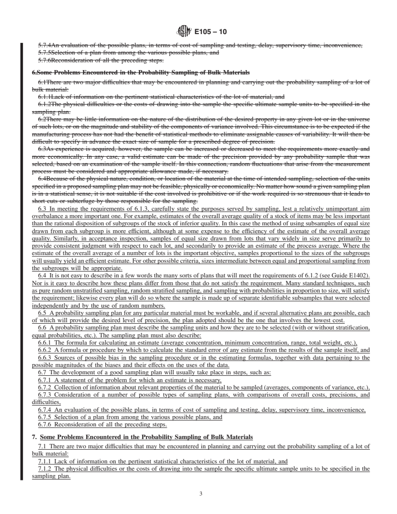 REDLINE ASTM E105-10 - Standard Practice for Probability Sampling Of Materials