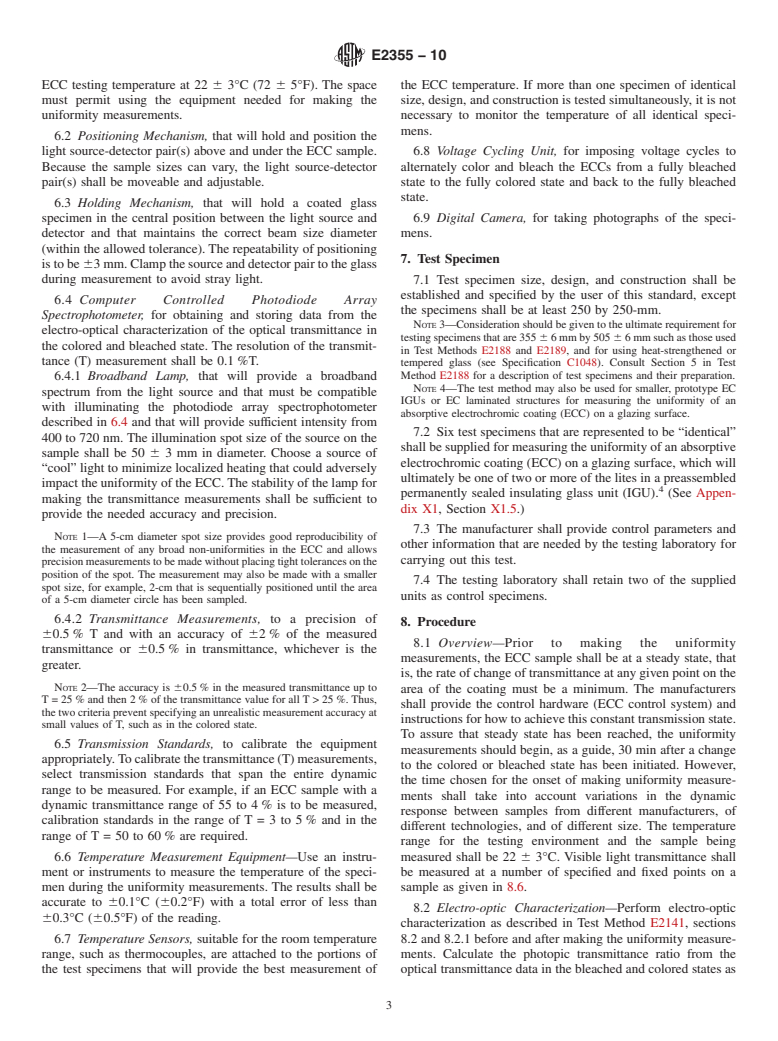 ASTM E2355-10 - Standard Test Method for Measuring the Uniformity of an Absorptive Electrochromic Coating on a Glazing Surface (Withdrawn 2019)