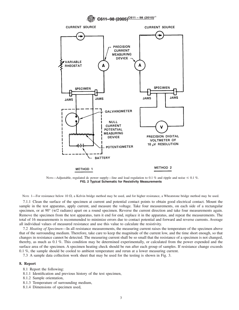 REDLINE ASTM C611-98(2010)e1 - Standard Test Method for Electrical Resistivity of Manufactured Carbon and Graphite Articles at Room Temperature