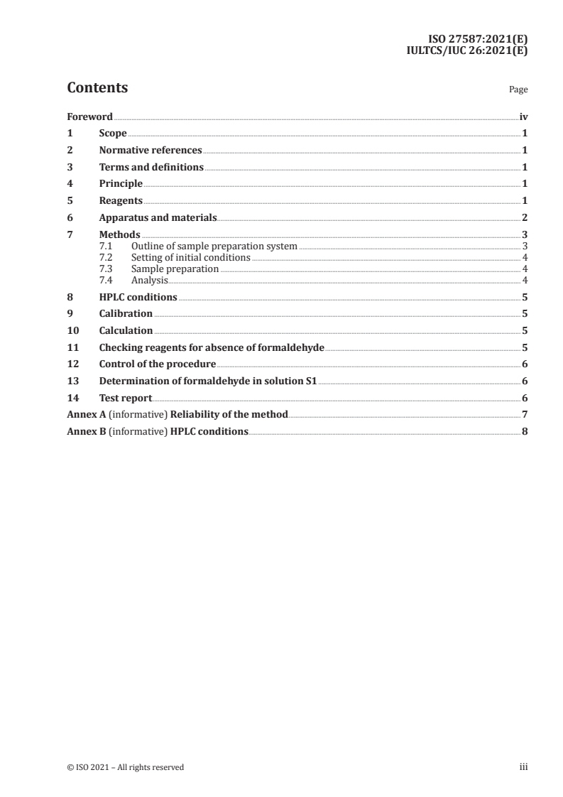 ISO 27587:2021 - Leather — Chemical tests — Determination of free formaldehyde in process auxiliaries
Released:2/19/2021