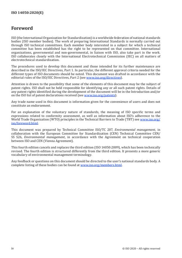 ISO 14050:2020 ISO 14050:2020 - Environmental management -- Vocabulary - Page 4 preview