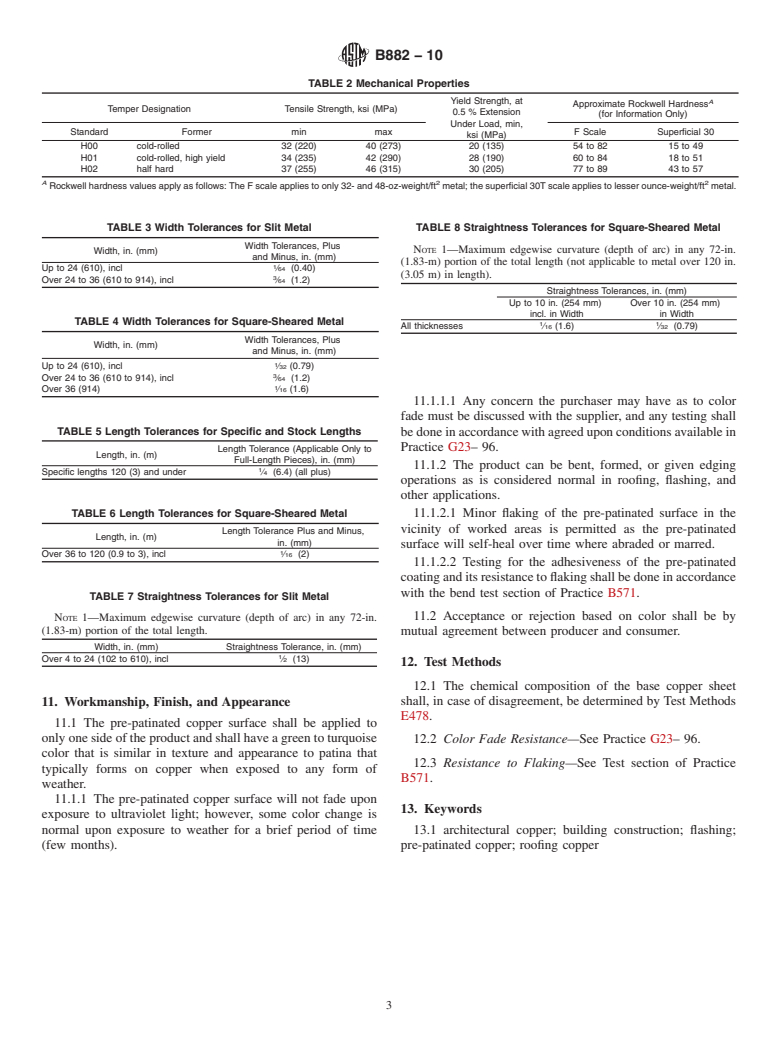 ASTM B882-10 - Specification for Pre-Patinated Copper for Architectural Applications