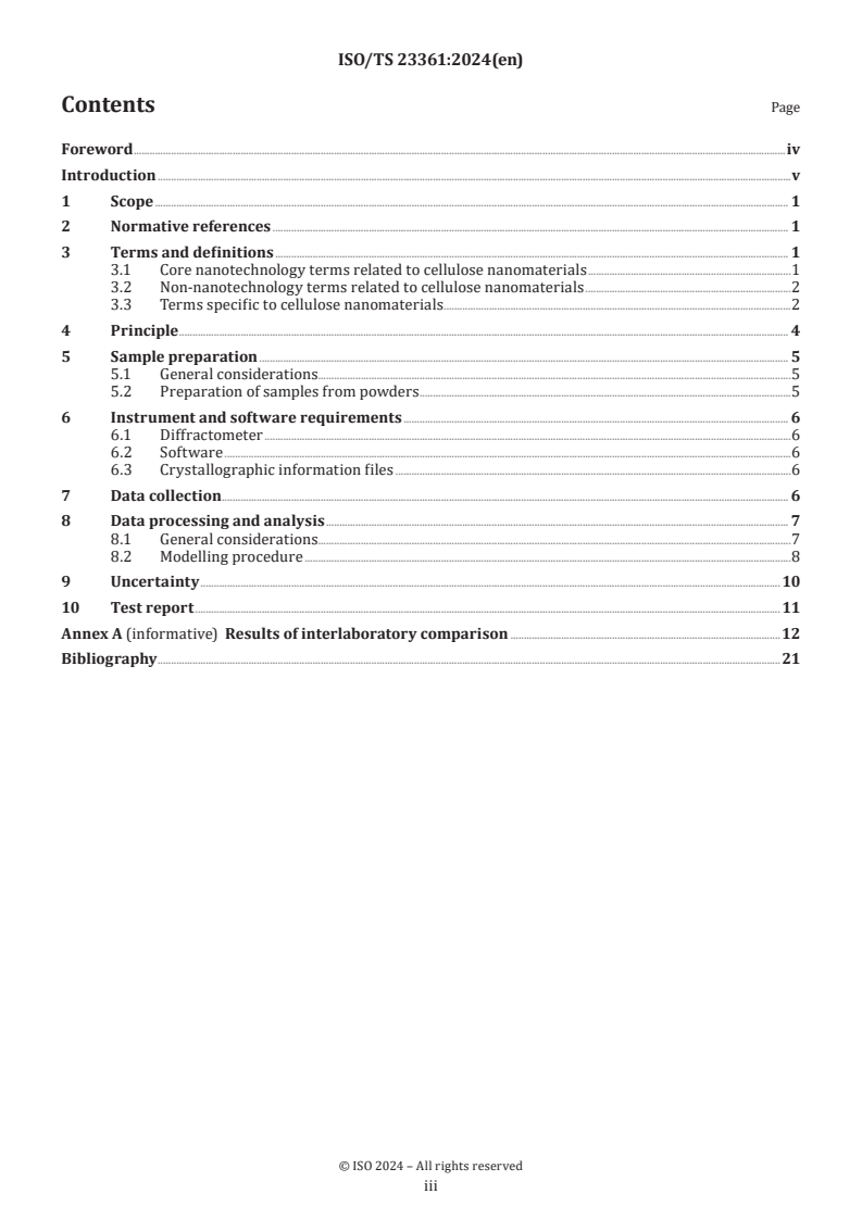 ISO/TS 23361:2024 - Nanotechnologies — Crystallinity of cellulose nanomaterials by powder X-ray diffraction (Rietveld analysis)
Released:18. 10. 2024