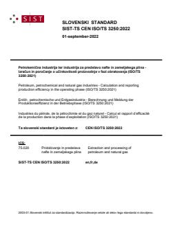 TS CEN ISO/TS 3250:2022 - BARVE - Page 1 preview