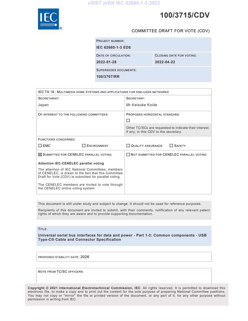 prEN IEC 62680-1-3:2022 - BARVE