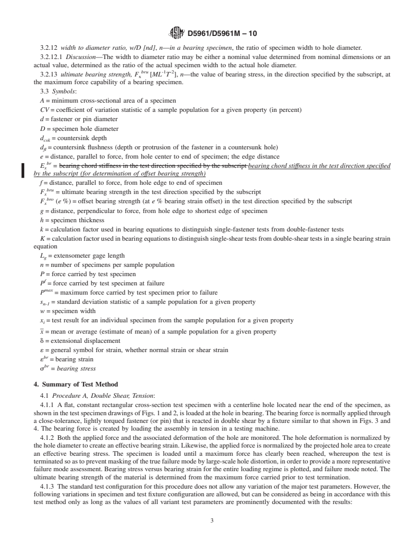 REDLINE ASTM D5961/D5961M-10 - Standard Test Method for Bearing Response of Polymer Matrix Composite Laminates