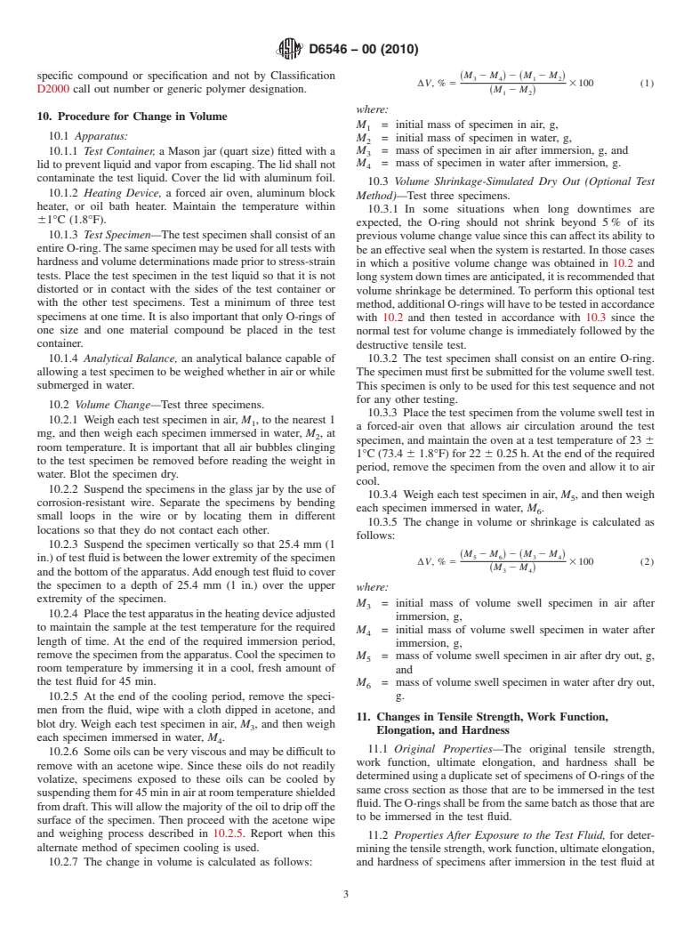 ASTM D6546-00(2010) - Standard Test Methods for and Suggested Limits for Determining Compatibility of Elastomer Seals for Industrial Hydraulic Fluid Applications