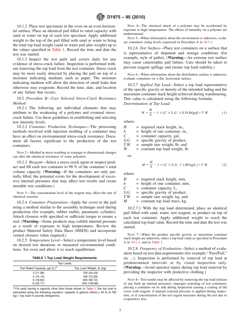 ASTM D1975-95(2010) - Standard Test Method for Environmental Stress Crack Resistance of Plastic Injection Molded Open Head Pails