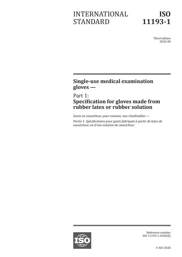 ISO 11193-1:2020 - Single-use medical examination gloves