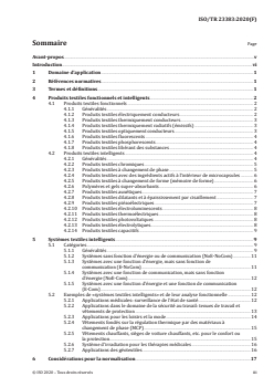 ISO/TR 23383:2020 - Textiles et produits textiles — Textiles intelligents — Définitions, catégorisation, applications et besoins de normalisation
Released:11/24/2020 - Page 3 preview