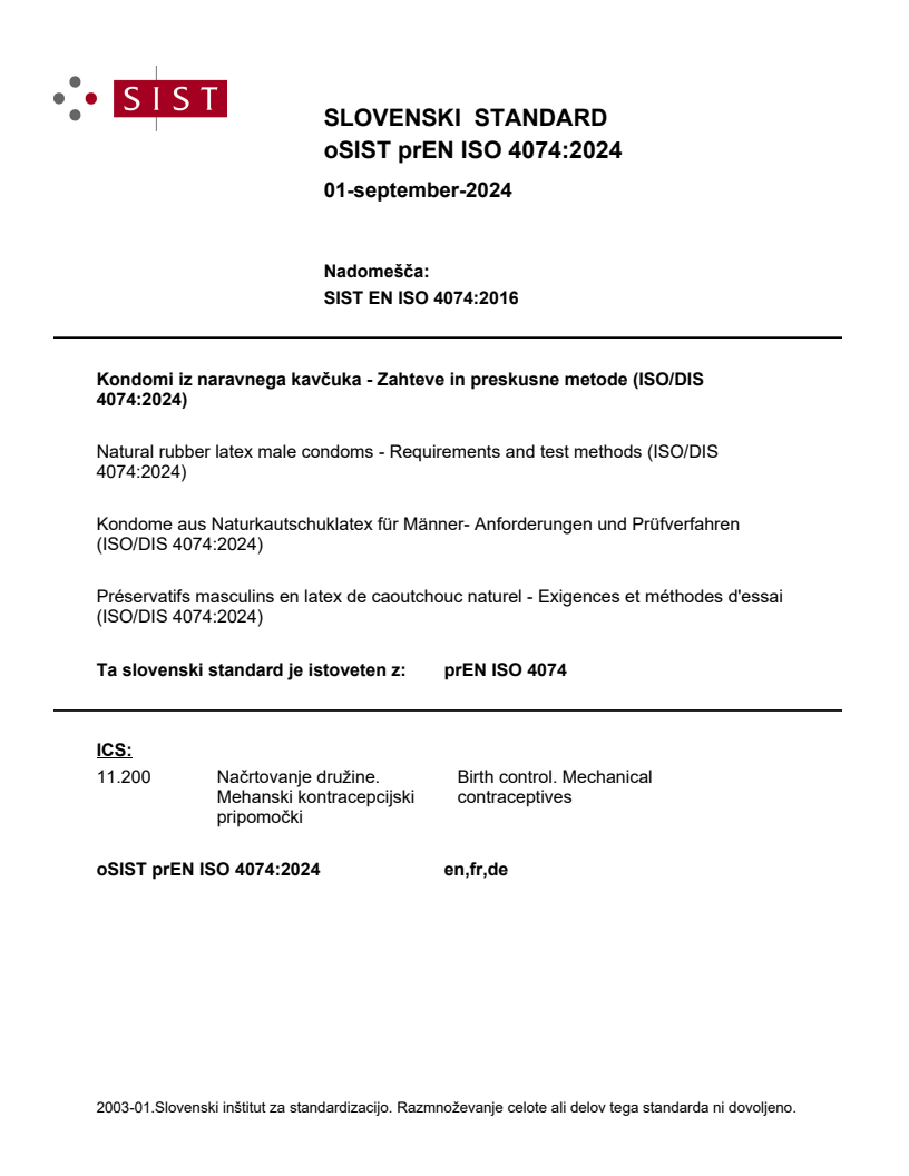 prEN ISO 4074:2024 - BARVE