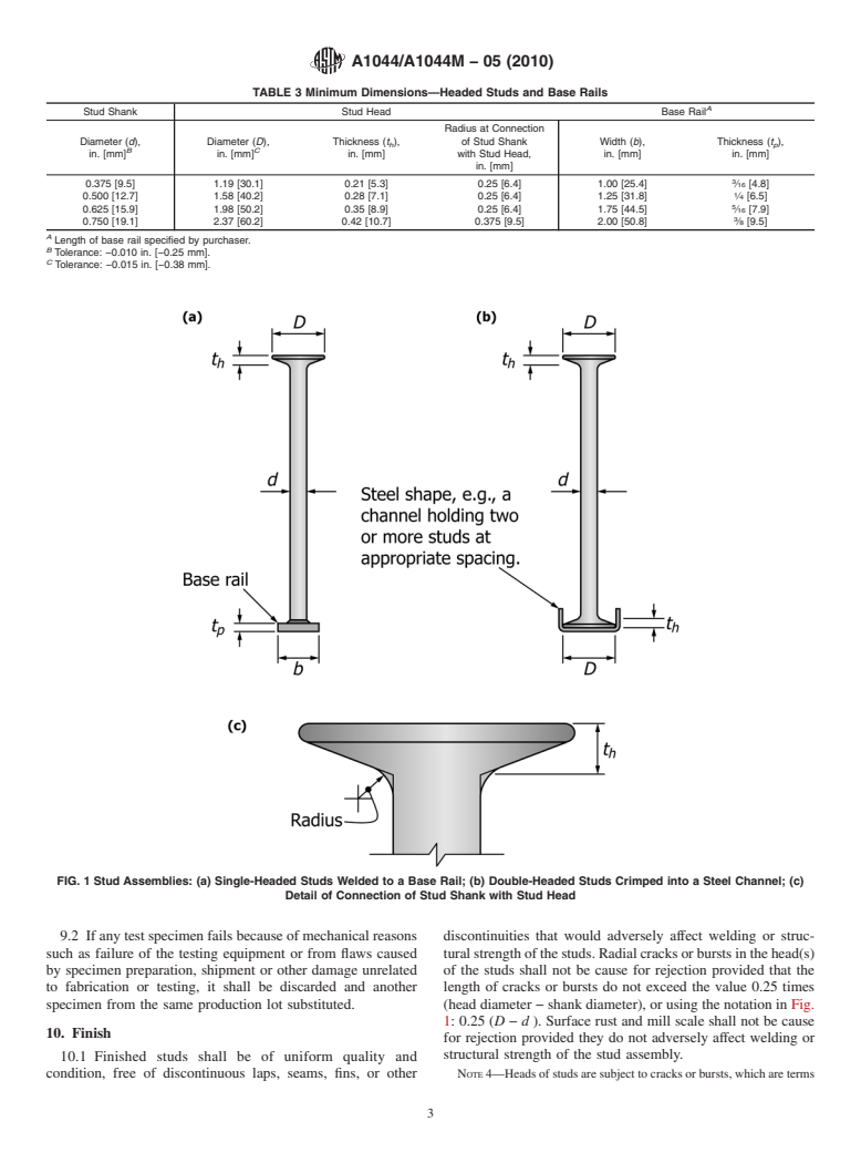 ASTM A1044/A1044M-05(2010) - Standard Specification for Steel Stud Assemblies for Shear Reinforcement of Concrete