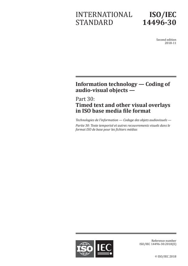 ISO/IEC 14496-30:2018 - Information technology -- Coding of audio-visual objects