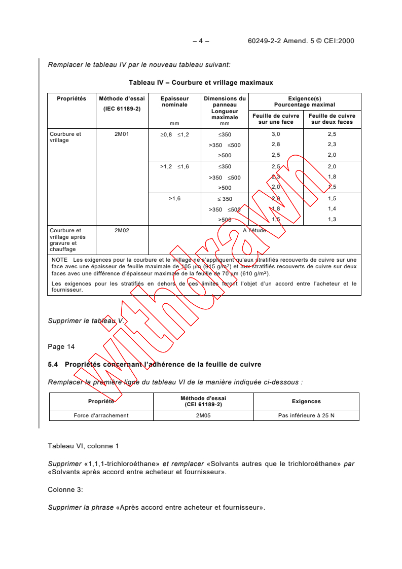 IEC 60249-2-2:1985/AMD5:2000 IEC 60249-2-2:1985/AMD5:2000 - Amendment 5 - Base materials for printed circuits. Part 2: Specifications. Specification No. 2: Phenolic cellulose paper copper-clad laminated sheet, economic quality
Released:3/30/2000
Isbn:2831851416 - Page 4 preview