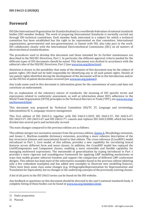 ISO 24613-2:2020 ISO 24613-2:2020 - Language resource management -- Lexical markup framework (LMF) - Page 4 preview