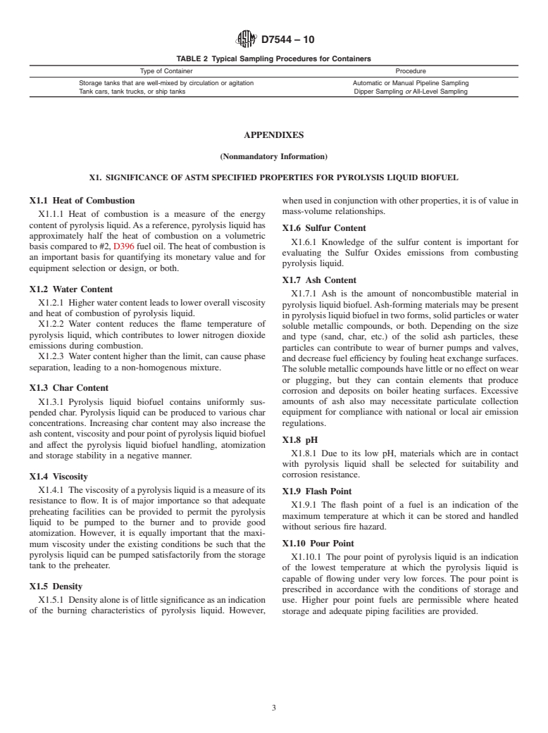 ASTM D7544-10 - Standard Specification for Pyrolysis Liquid Biofuel