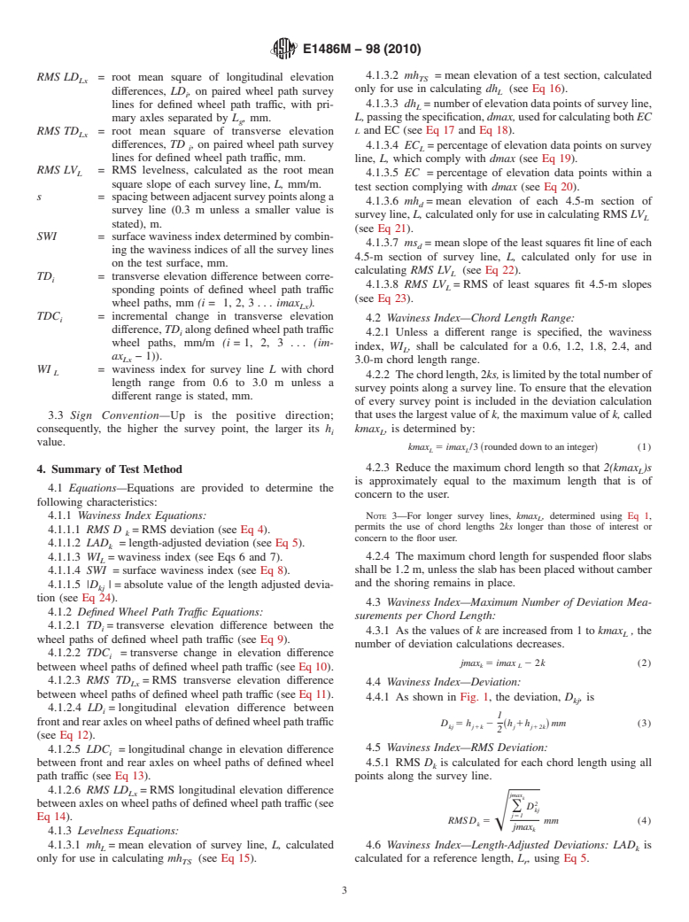 ASTM E1486M-98(2010) - Standard Test Method for Determining Floor Tolerances Using Waviness, Wheel Path and Levelness Criteria [Metric]