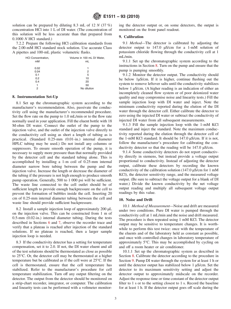 ASTM E1511-93(2010) - Standard Practice for Testing Conductivity Detectors Used in Liquid and Ion Chromatography