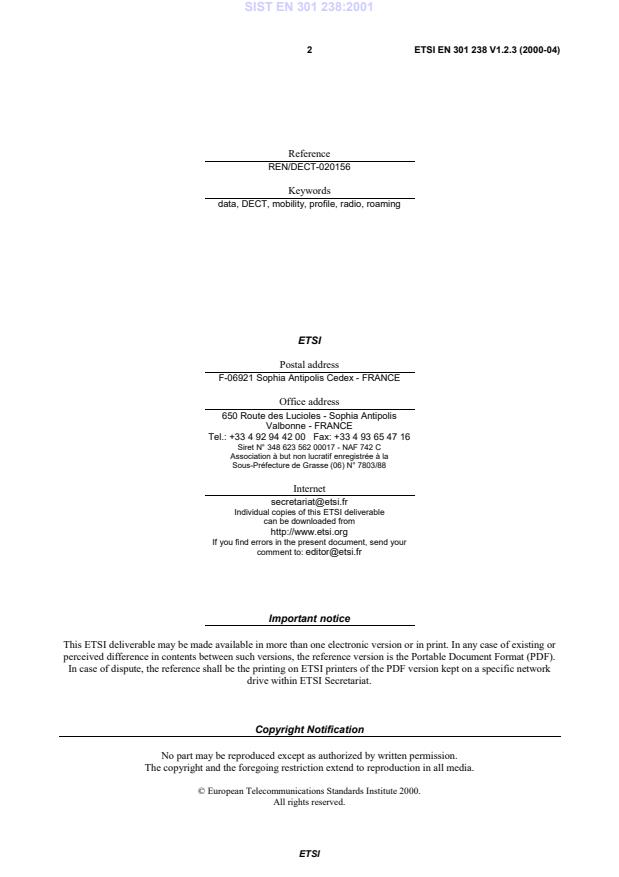 SIST EN 301 238:2001 SIST EN 301 238:2001 - Page 4 preview