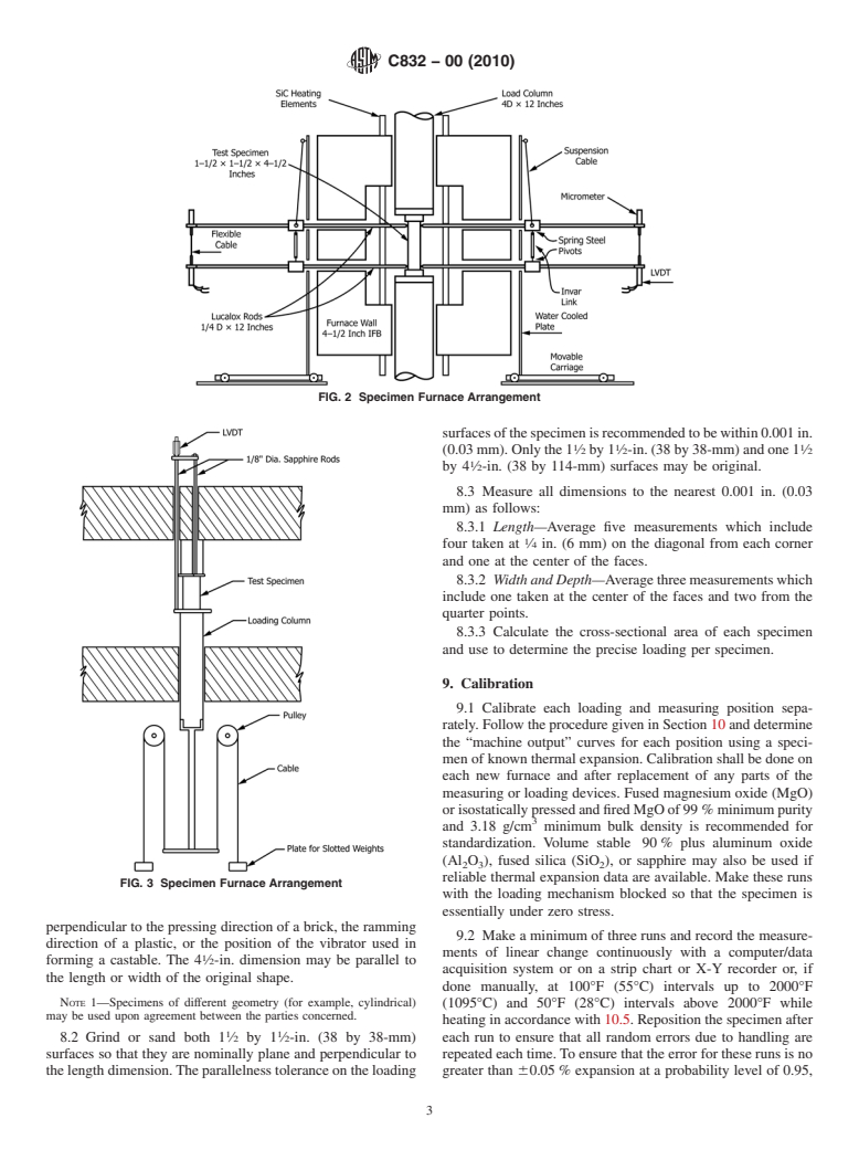 ASTM C832-00(2010) - Standard Test Method of Measuring Thermal Expansion and Creep of Refractories Under Load