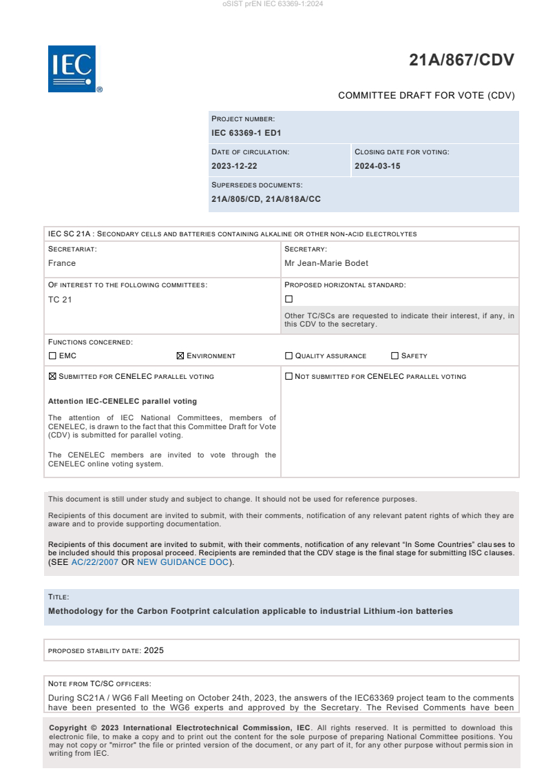 prEN IEC 63369-1:2024 - BARVE