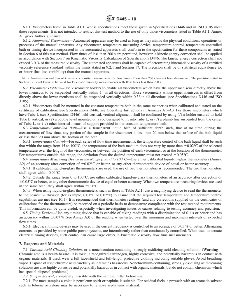 REDLINE ASTM D445-10 - Standard Test Method for Kinematic Viscosity of Transparent and Opaque Liquids (and Calculation of Dynamic Viscosity)