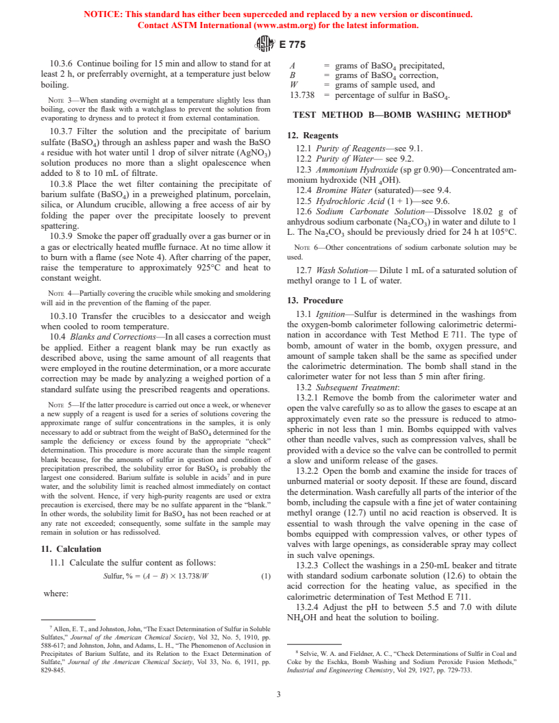 ASTM E775-87(1996) - Standard Test Methods for Total Sulfur in the Analysis Sample of Refuse-Derived Fuel