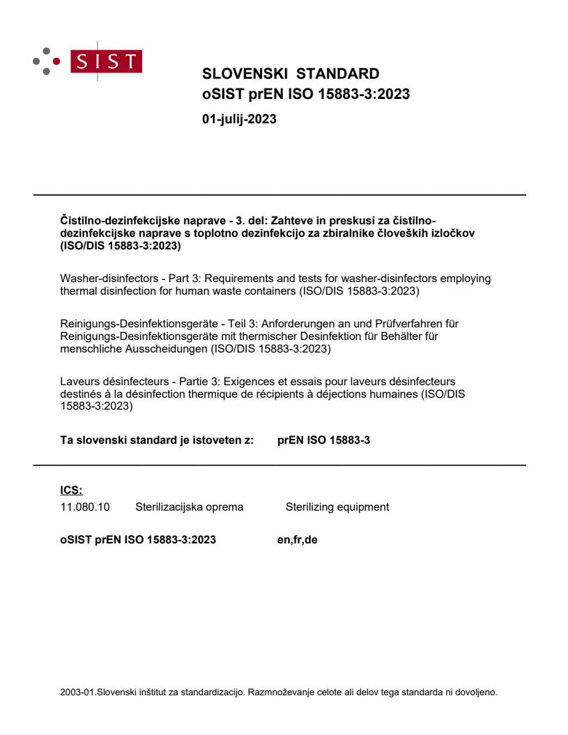 prEN ISO 15883-3:2023