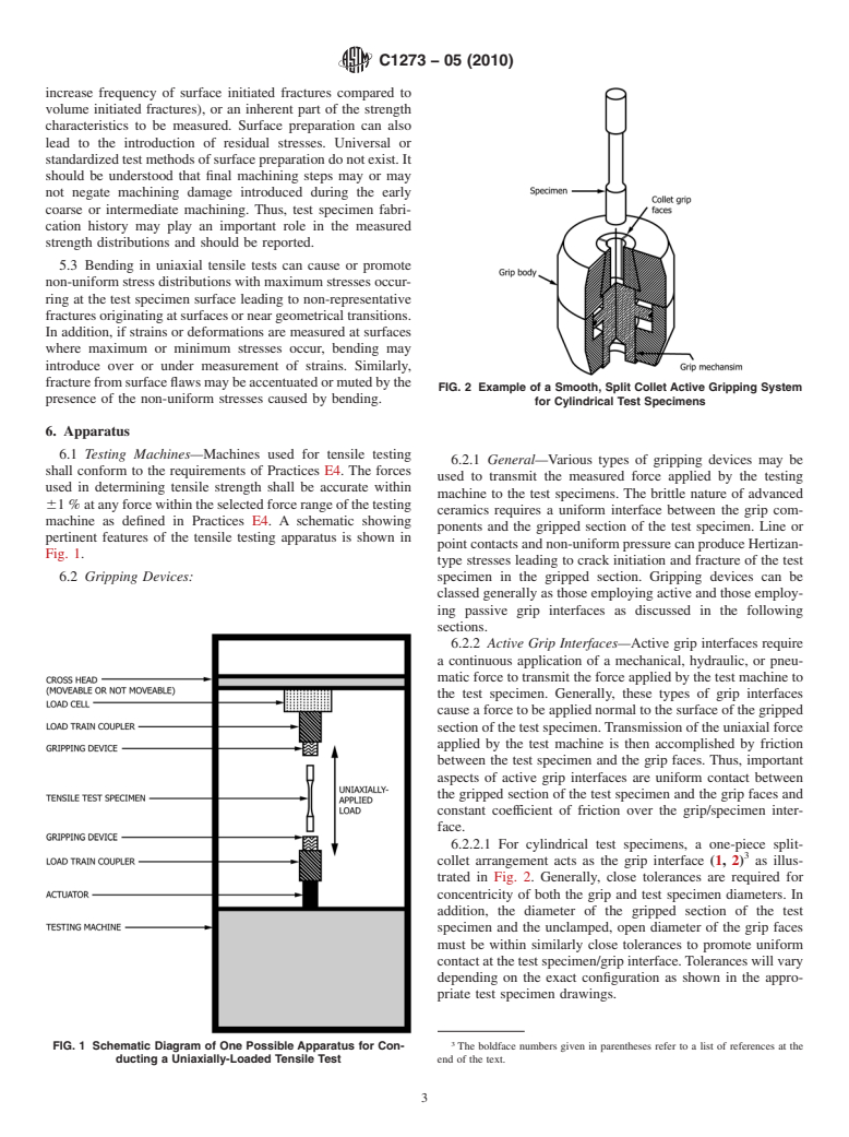 ASTM C1273-05(2010) - Standard Test Method for Tensile Strength of Monolithic Advanced Ceramics at Ambient Temperatures