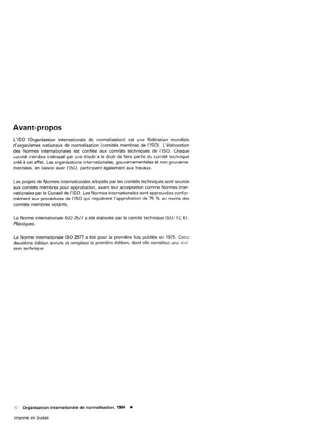 ISO 2577:1984 ISO 2577:1984 - Plastiques -- Matieres a mouler thermodurcissables -- Détermination du retrait - Page 2 preview