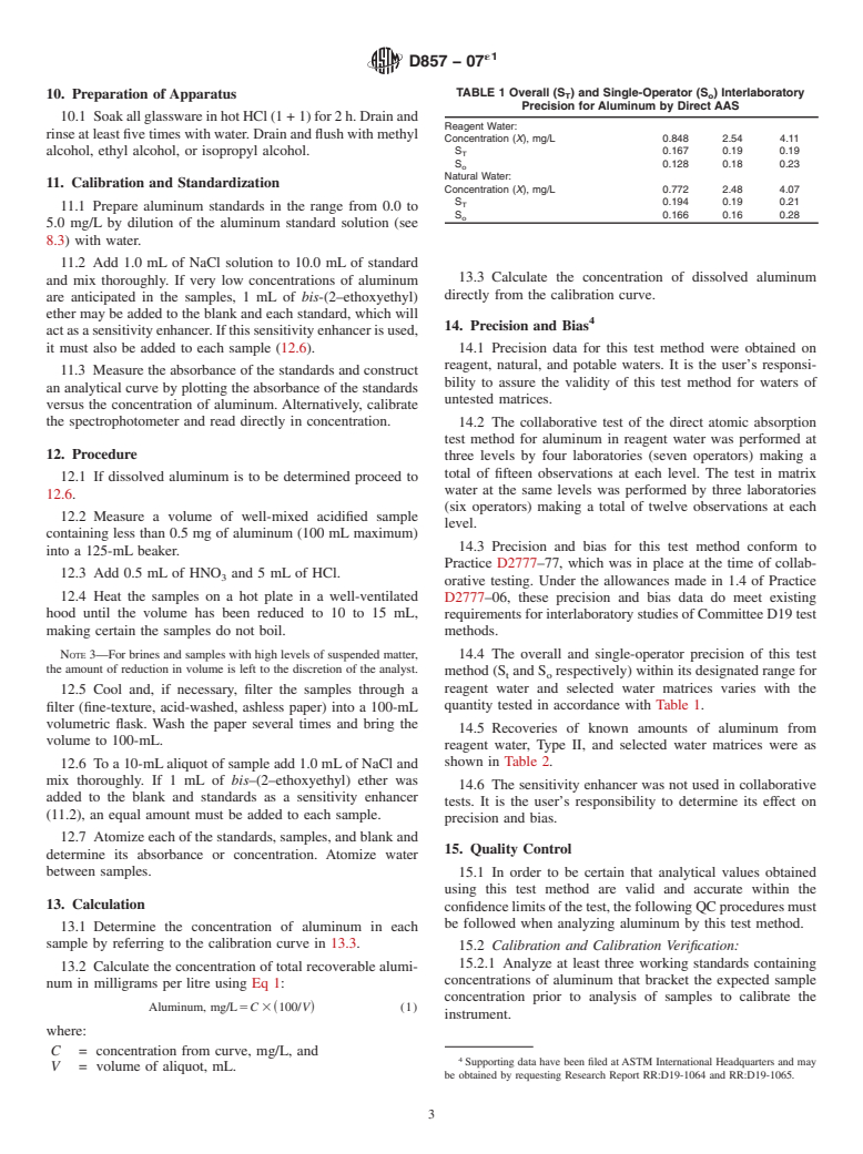 ASTM D857-07e1 - Standard Test Method for Aluminum in Water