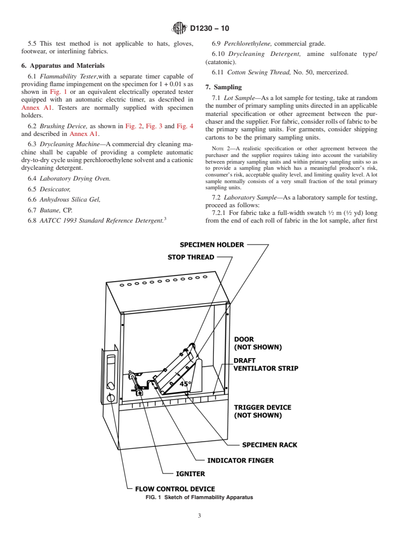 ASTM D1230-10 - Standard Test Method for Flammability of Apparel Textiles