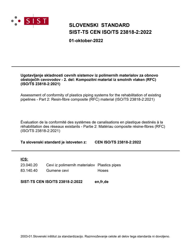 TS CEN ISO/TS 23818-2:2022
