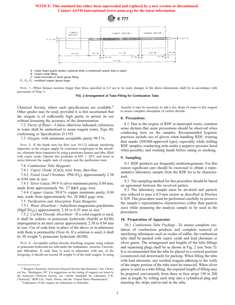 ASTM E777-87(1996) - Standard Test Method for Carbon and Hydrogen in the Analysis Sample of Refuse-Derived Fuel