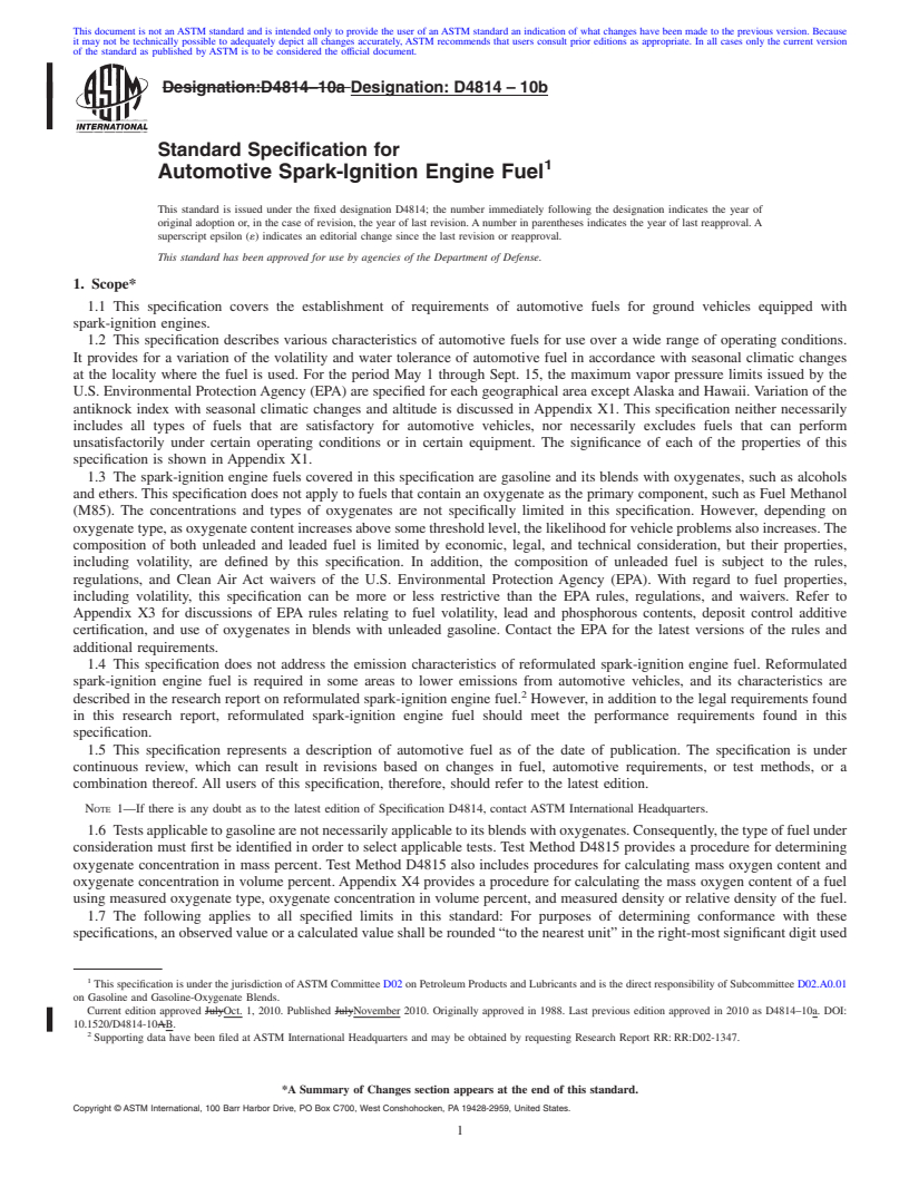 REDLINE ASTM D4814-10b - Standard Specification for Automotive Spark-Ignition Engine Fuel