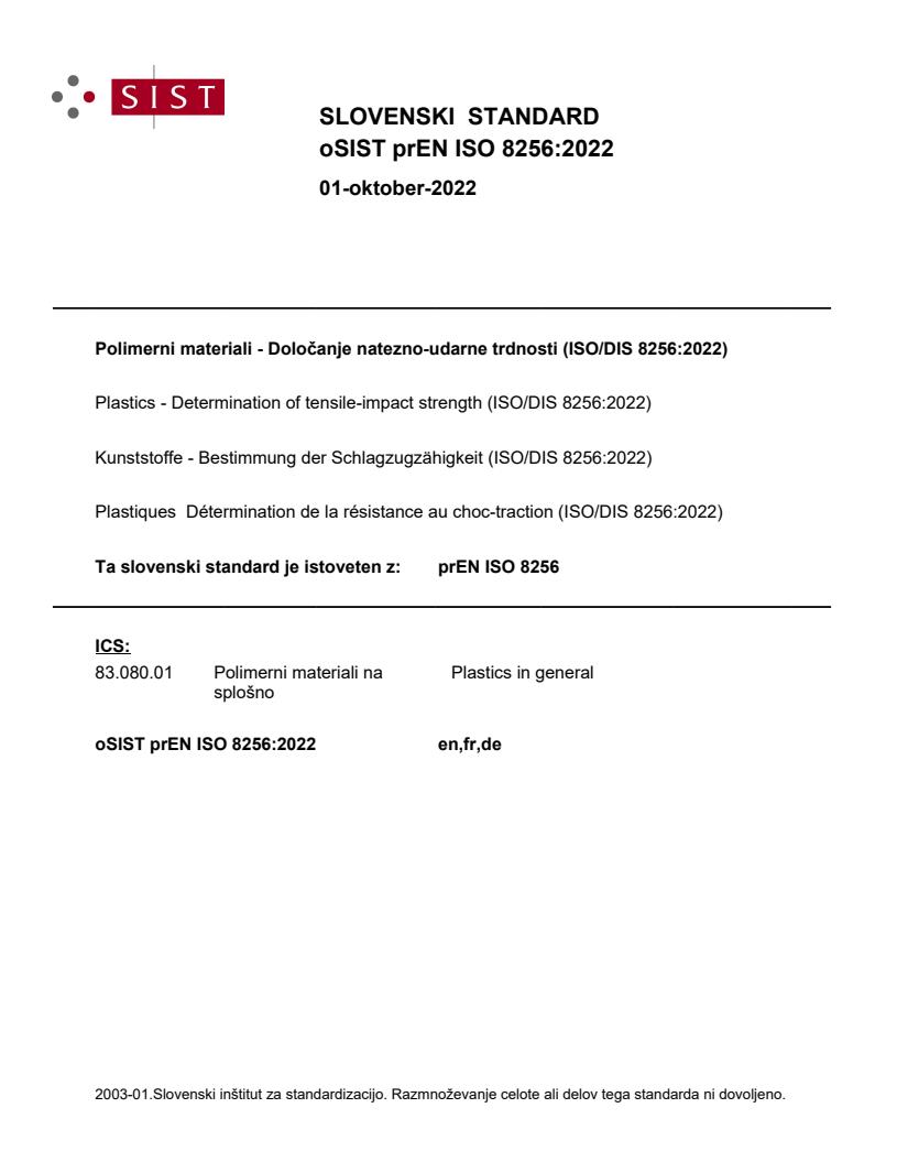 prEN ISO 8256 prEN ISO 8256:2022