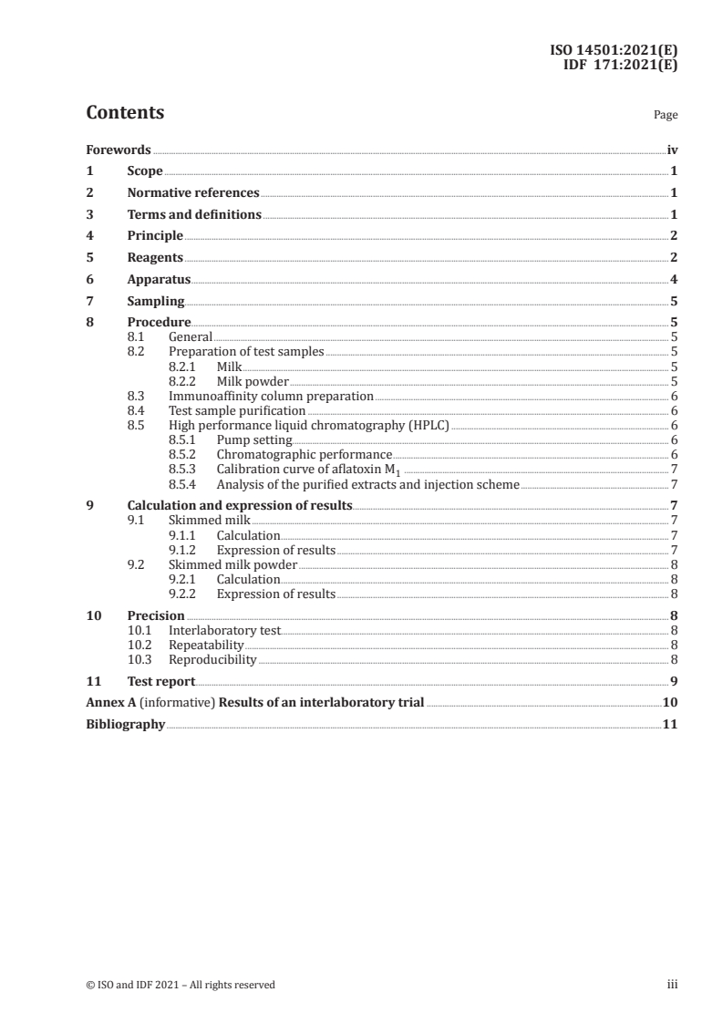 ISO 14501:2021 - Milk and milk powder — Determination of aflatoxin M1 content — Clean-up by immunoaffinity chromatography and determination by high-performance liquid chromatography
Released:5/11/2021
