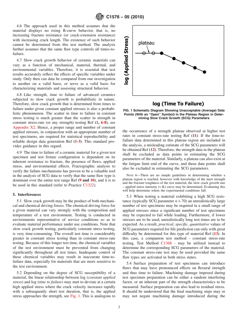 ASTM C1576-05(2010) - Standard Test Method for Determination of Slow Crack Growth Parameters of Advanced Ceramics by Constant Stress Flexural Testing (Stress Rupture) at Ambient Temperature