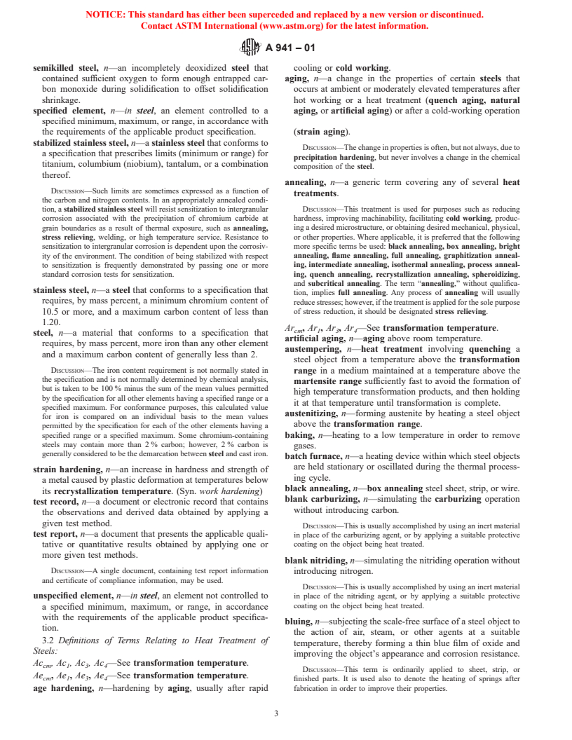 ASTM A941-01 - Standard Terminology Relating to Steel, Stainless Steel, Related Alloys, and Ferroalloys
